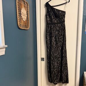 One-Shoulder Black Sequin Cocktail Dress